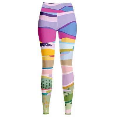 JESSIE ZHAO NEW YORK WOMEN'S PINK HIGH WAIST YOGA LEGGINGS IN SUMMER AFTERNOON