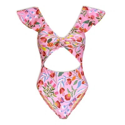 Jessie Zhao New York Women's Pink / Purple Pink Garden One-piece Swimsuit In Pink/purple