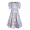 Jessie Zhao New York Purple Floral Cotton Midi Dress In Pink/purple