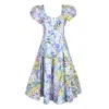 Jessie Zhao New York Women's Pink / Purple Purple Garden Scoop Neck Cotton Midi Dress In Pink/purple