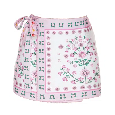 Jessie Zhao New York Women's Pink / White Swim Cover Up Skirt-pink Blossom In Multi