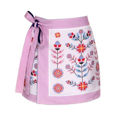 Jessie Zhao New York Women's Pink / White Swim Cover Up Skirt-pink Garden In Multi