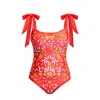 Jessie Zhao New York Women's Red Blossom Reversible One-piece Swimsuit In Red