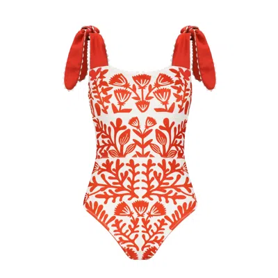 Jessie Zhao New York Women's Red Coral Reversible One-piece Swimsuit