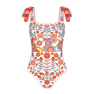 Jessie Zhao New York Women's Red Garden Reversible One-piece Swimsuit