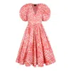 Jessie Zhao New York Women's Red Gingham Taffeta Midi Dress In Red