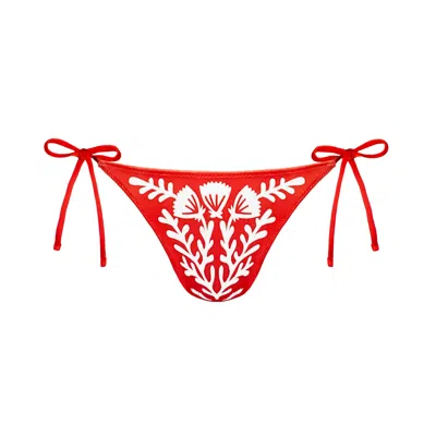 Jessie Zhao New York Women's Red / White Coral Garden Reversible Tie Side Bottom