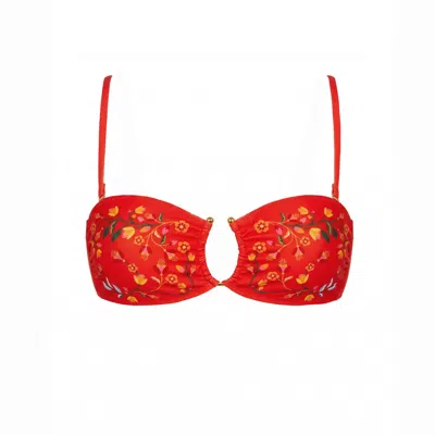 Jessie Zhao New York Scarlet Bloom Reversible Square Bandeau Top In Multi