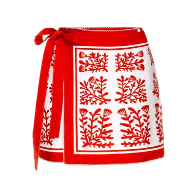 Jessie Zhao New York Women's Red / White Swim Cover Up Skirt-red Coral In Multi