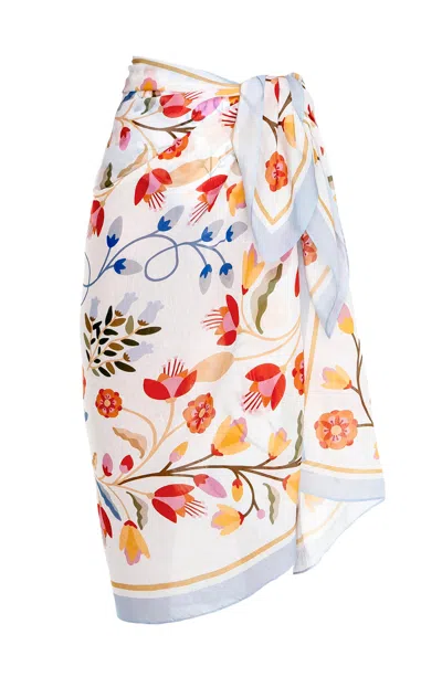 Jessie Zhao New York Women's White Beach Sarong Wrap - Day Imagination