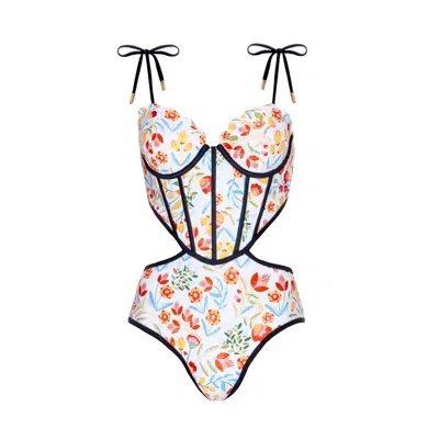 Jessie Zhao New York Women's White Bloom One-piece Swimsuit