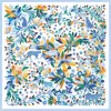 Jessie Zhao New York Women's White / Blue Double Sided Wool Silk Scarf Of Day Jungle Reverie