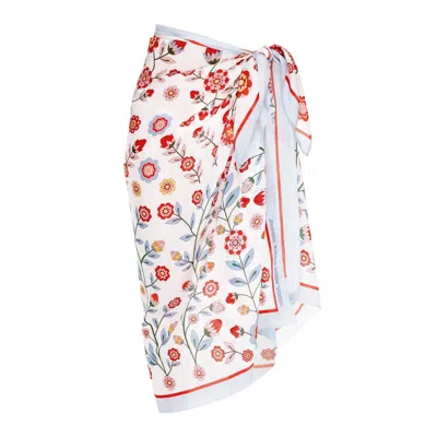 Jessie Zhao New York Women's White / Red Beach Sarong Wrap – Flower Garden