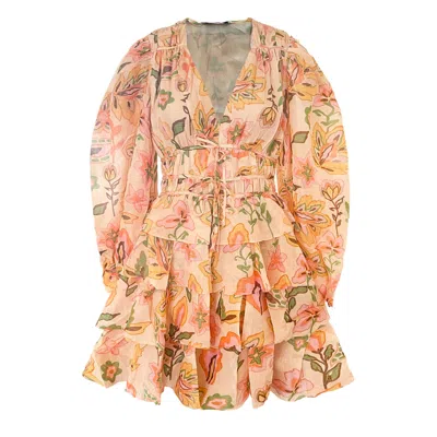 Jessie Zhao New York Women's Yellow / Orange Gold Garden Metallic Mini Dress In Yellow/orange