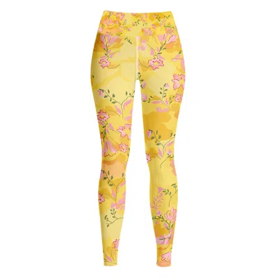 JESSIE ZHAO NEW YORK WOMEN'S HIGH WAIST YOGA LEGGINGS IN YELLOW LANDSCAPE