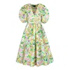 Jessie Zhao New York Women's Yellow / Orange Wonderland Floral Taffeta Midi Dress In Yellow/orange