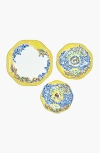 Jessie Zhao New York Yellow Garden Bone China Plates, Set Of Three In Yellow