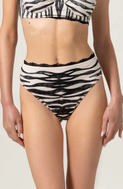 Jessie Zhao New York Zebra Stripe Bikini Bottom In White