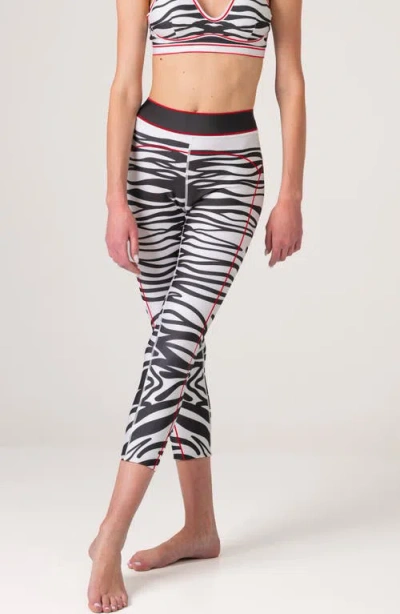 Jessie Zhao New York Zebra Stripe High-waisted 7/8 Leggings In White