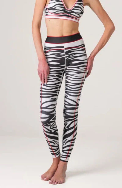 Jessie Zhao New York Zebra Stripe High-waisted Leggings In White
