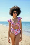 Jessie Zhao Pink Garden One-piece Swimsuit In Multi