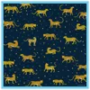 Jessie Zhao Silk Bandana Of Leopards And Tigers In Blue