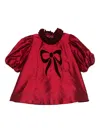 Jesurum Baby Bow-embroidered Ruffled Dress In Red