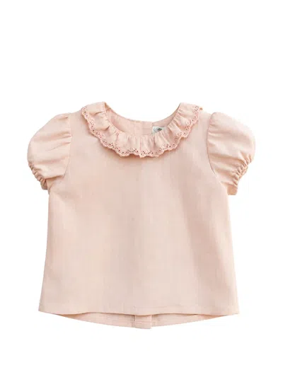 Jesurum Baby Babies' Broderie-anglaise Ruffled Blouse In Pink