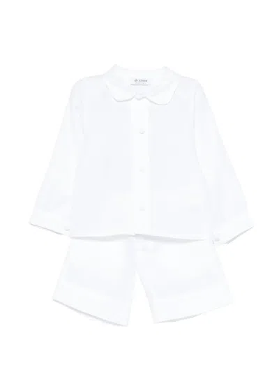 Jesurum Baby Collared Shirt And Shorts Set In White