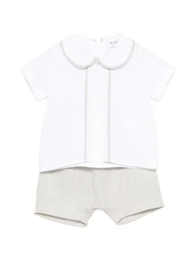 Jesurum Baby Babies' Collared Shorts Set In White