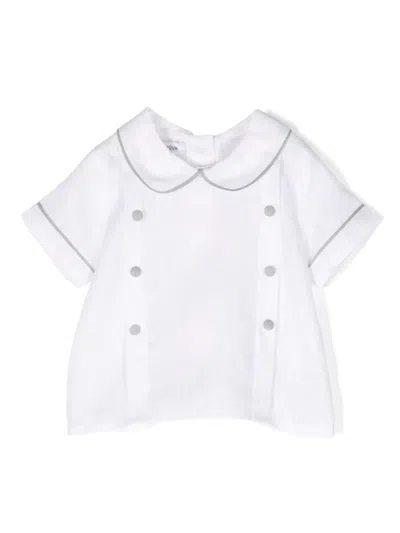 Jesurum Baby Babies' Double-breasted Linen Blouse In White