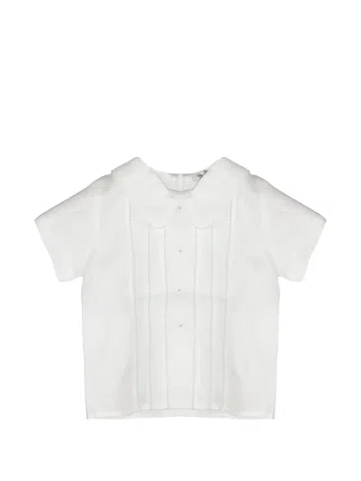 Jesurum Baby Babies' Embroidered Rounded-collar Shirt In White