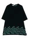 Jesurum Baby Floral-embroidered Velvet Dress In Green