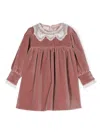 Jesurum Baby Lace-detail Velvet Dress In Pink