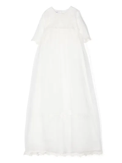 Jesurum Baby Babies' Macramé-detail Long Dress In White
