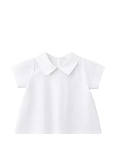 Jesurum Baby Babies' Peter Pan-collar Short-sleeve Blouse In White