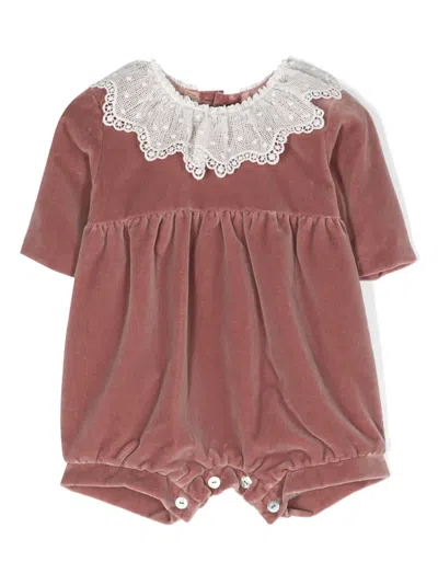 Jesurum Baby Babies' Piccolo Cà Foscari Velvet Romper In Pink