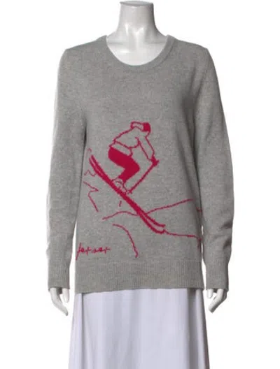 Pre-owned Jet Set Cashmere Graphic Print Sweater In Grey