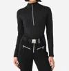 Jet Set Ginger Halfzip Slim Top In Black