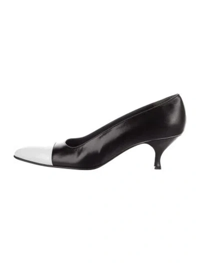 Pre-owned Jet Set Leather Colorblock Pattern Pumps In Black