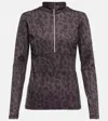 Jet Set Leopard-print Mockneck Ski Top In Black Leo