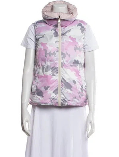Pre-owned Jet Set Nylon Floral Print Down Jacket In Pink