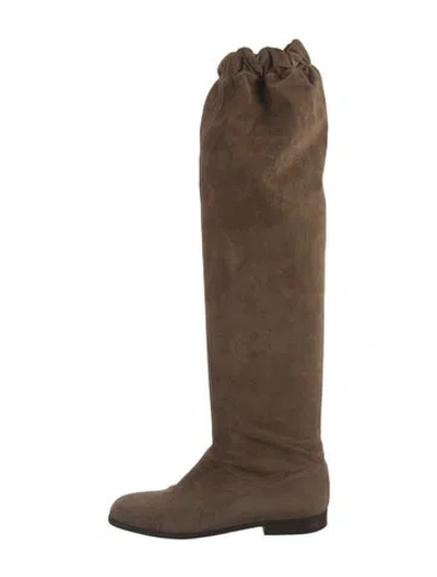 Pre-owned Jet Set Suede Riding Boots In Brown