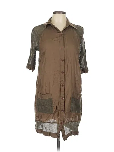Pre-owned Jets Australia 3/4 Sleeve Button Down Shirt In Brown