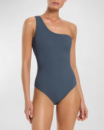 Jets Australia One-shoulder One-piece Swimsuit In Steel Blue