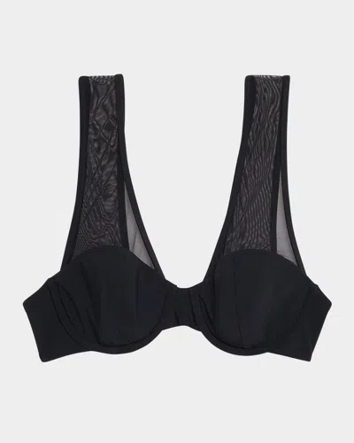 Jets Australia Sheer Mesh Balconette Bikini Top In Black