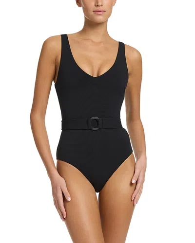 Jets Belted One Piece Swimsuit In Black