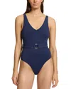 Jets Belted One Piece Swimsuit In Ink