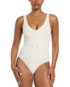 Jets Belted One Piece Swimsuit In White