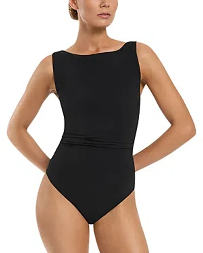 Jets Boatneck One Piece Swimsuit In Black